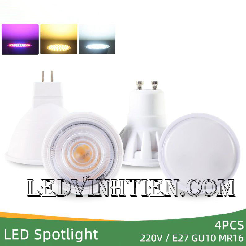 Bóng led đui ghim 5W, đèn led cốc loại tốt, giá rẻ, đui MR16, GU10, GU5.3, E14, E27, chính hãng ledvinhtien.com