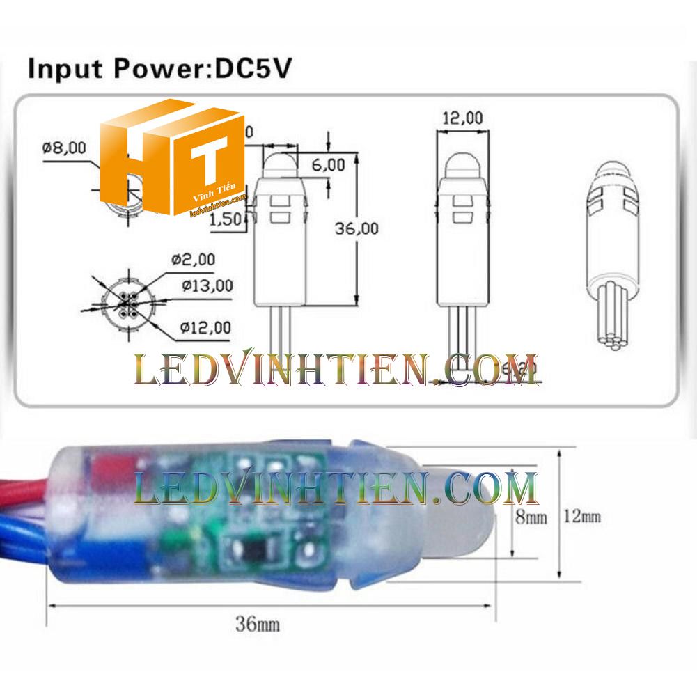 Led đúc full color IC1914 loại tốt, giá rẻ, siêu sáng, dùng làm pháo hoa, chử nỗi, trang trí noel, bảng quảng cáo, chiếu sáng ngoài trời, IP68, ledvinhtien.com