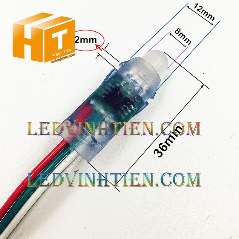 Led full color IC2811 loại tốt, giá rẻ, siêu sáng, dùng làm pháo hoa, chử nỗi, trang trí noel, bảng quảng cáo, chiếu sáng ngoài trời, IP68, ledvinhtien.com