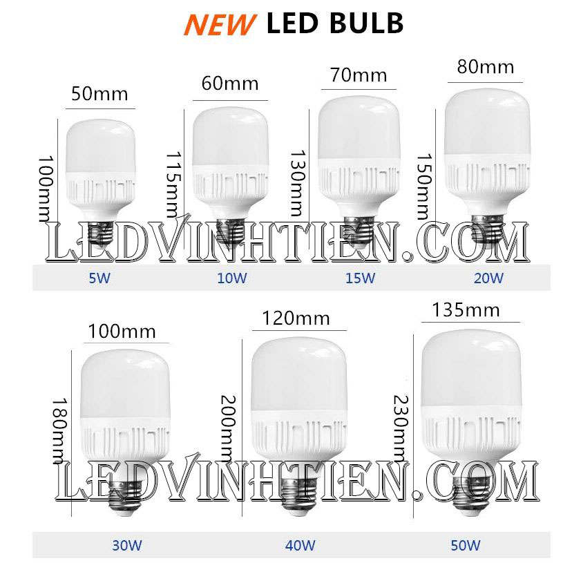 Búp trụ kín nước 5W sáng trắng, vàng, loại tốt dùng trang trí nội thất, quán cà phê, ledvinhtien.com