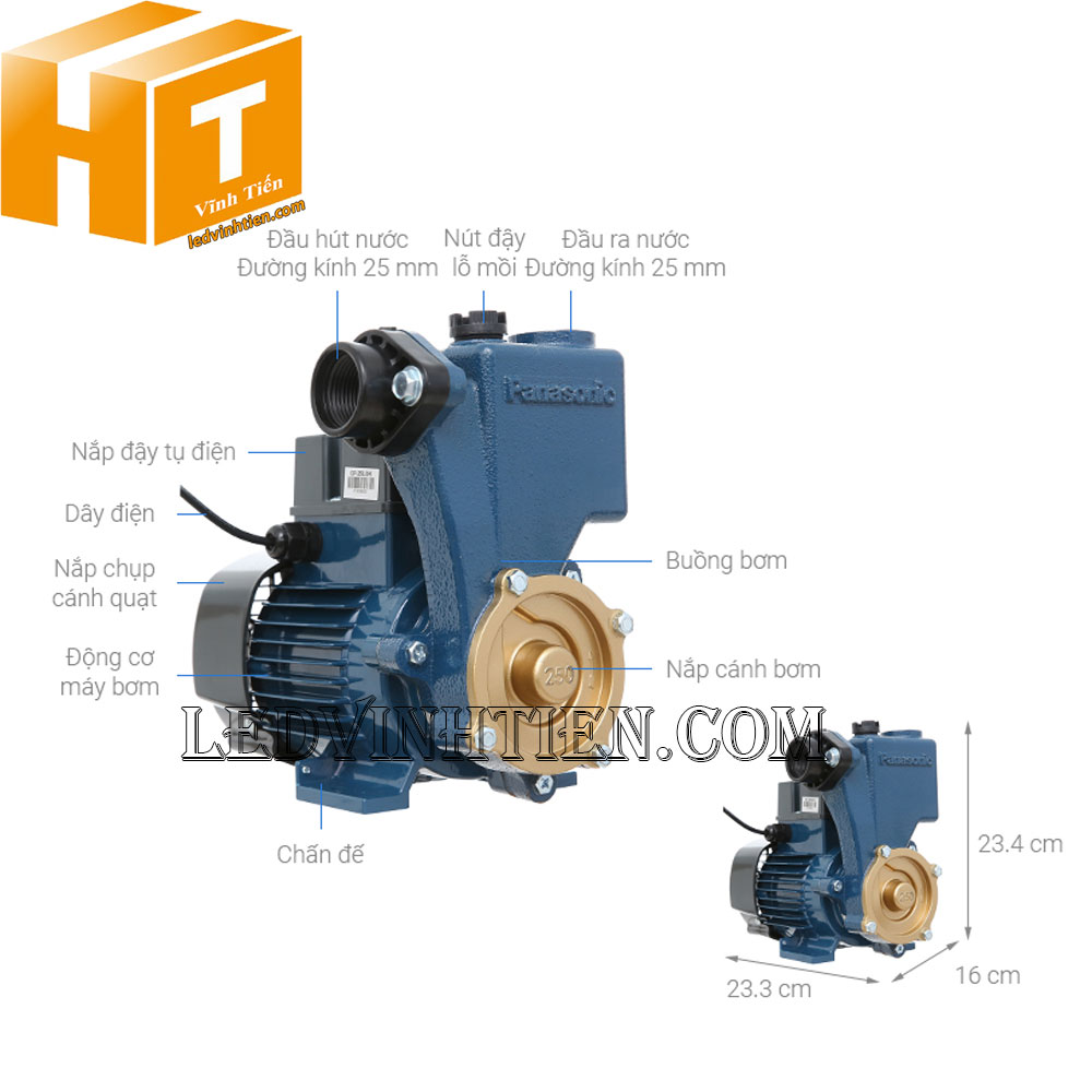 Máy bơm nước đẩy cao GP-250JXK-SV5 Panasonic, nanocoloại tốt, giá rẻ, chất lượng, chính hãng