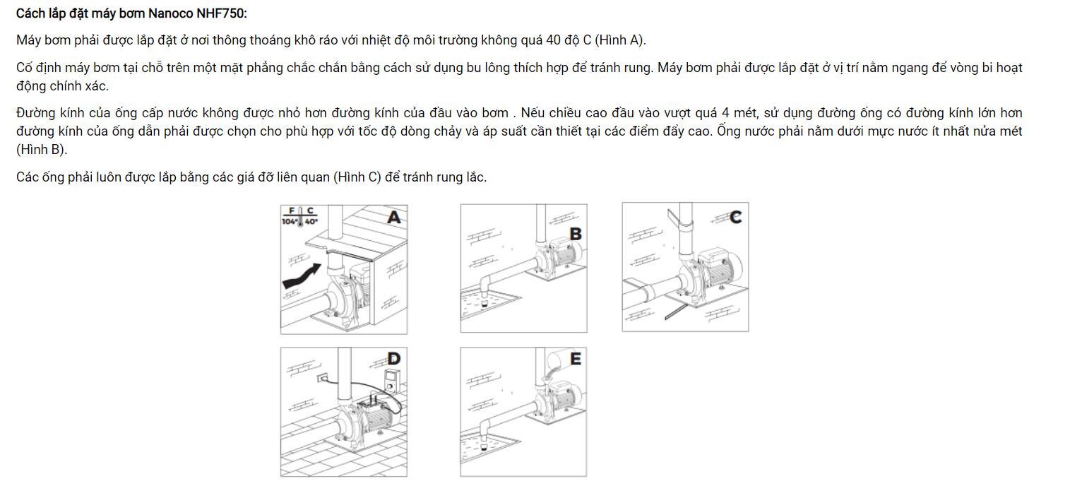 Máy bơm lưu lượng Nanoco NHF750 - 750W, công suất 750W loại tốt, giá rẻ, chất lượng, chính hãng