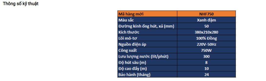 Máy bơm lưu lượng Nanoco NHF750 - 750W, công suất 750W loại tốt, giá rẻ, chất lượng, chính hãng