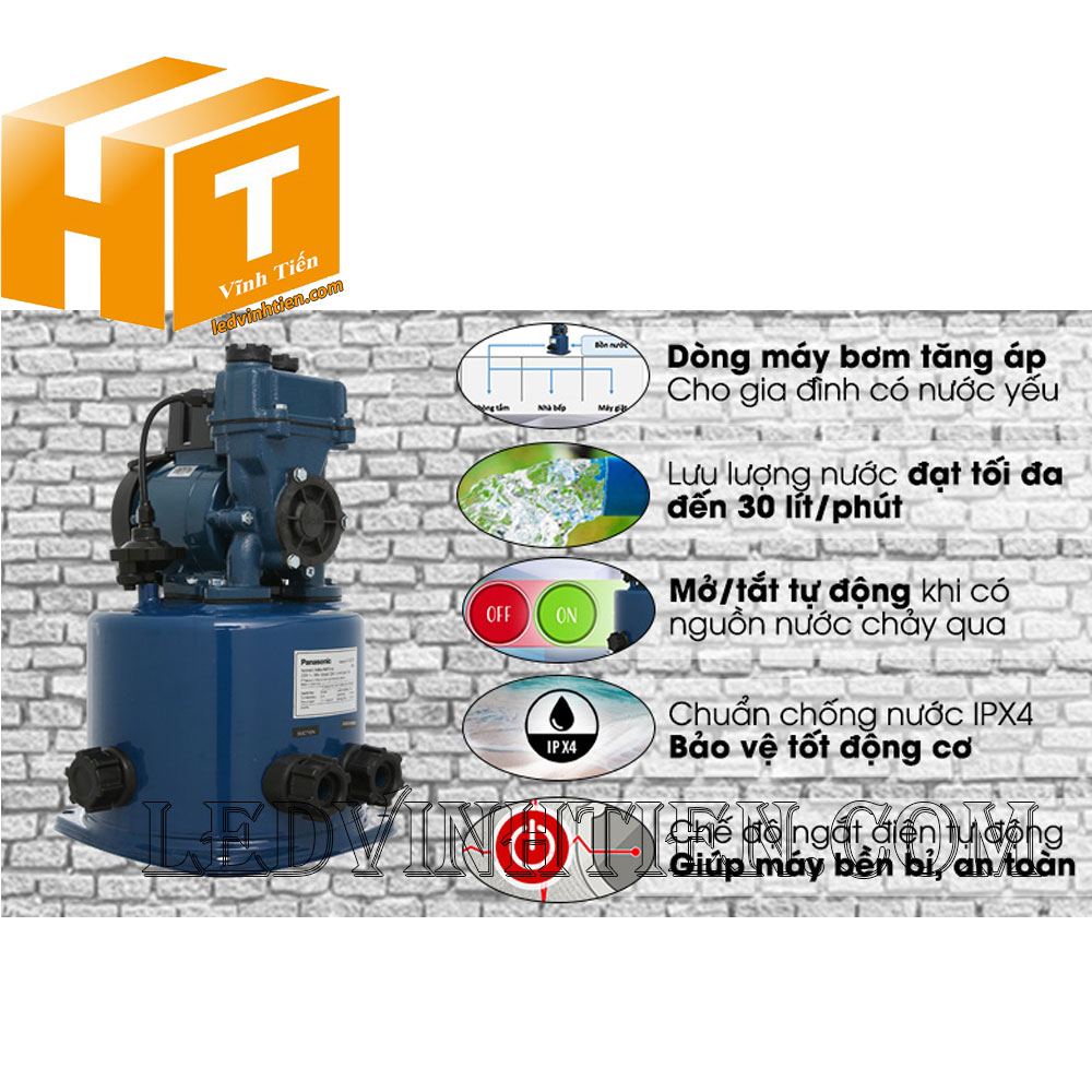 Máy bơm nước tăng áp Panasonic A-130JTX 125W loại tốt, giá rẻ, chất lượng, chính hãng