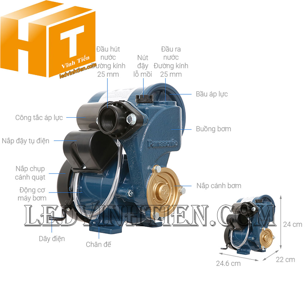 Máy bơm nước tăng áp Panasonic A-130JAK 125W loại tốt, giá rẻ, chất lượng, chính hãng