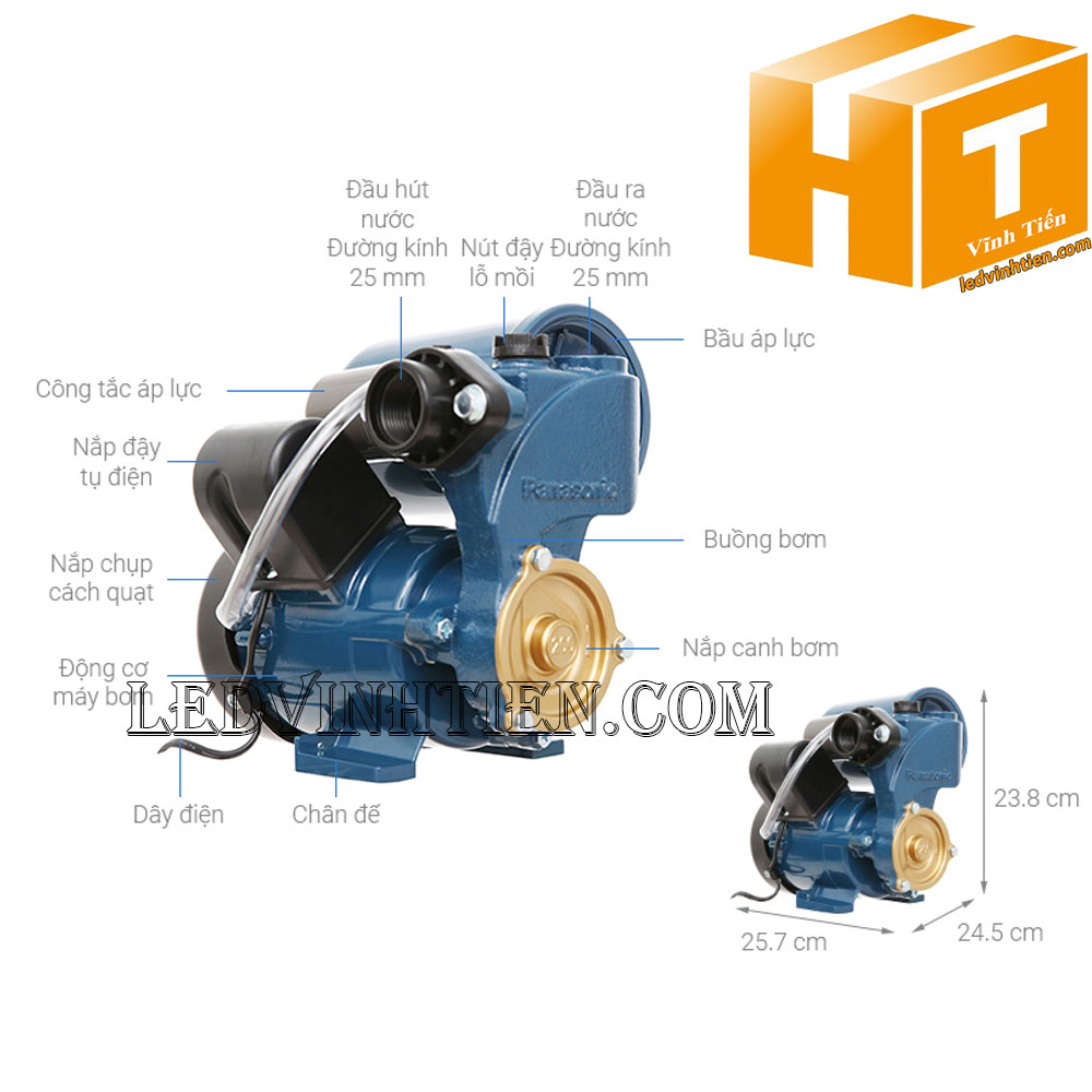 Máy bơm nước tăng áp Panasonic A-200JAK 200W loại tốt, giá rẻ, chất lượng, chính hãng