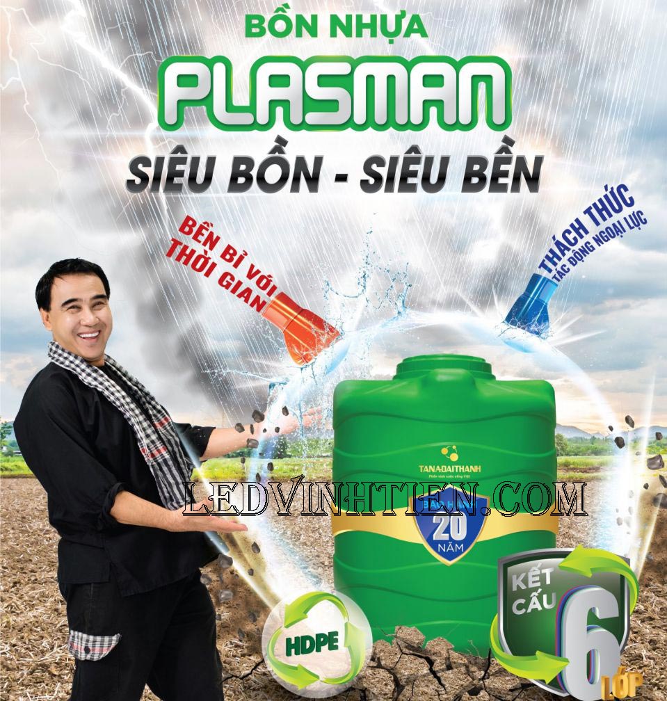 Bồn nhựa Plasman 500L lít Đứng Tân Á Đại Thành loại tốt, giá rẻ, chiết khấu cao