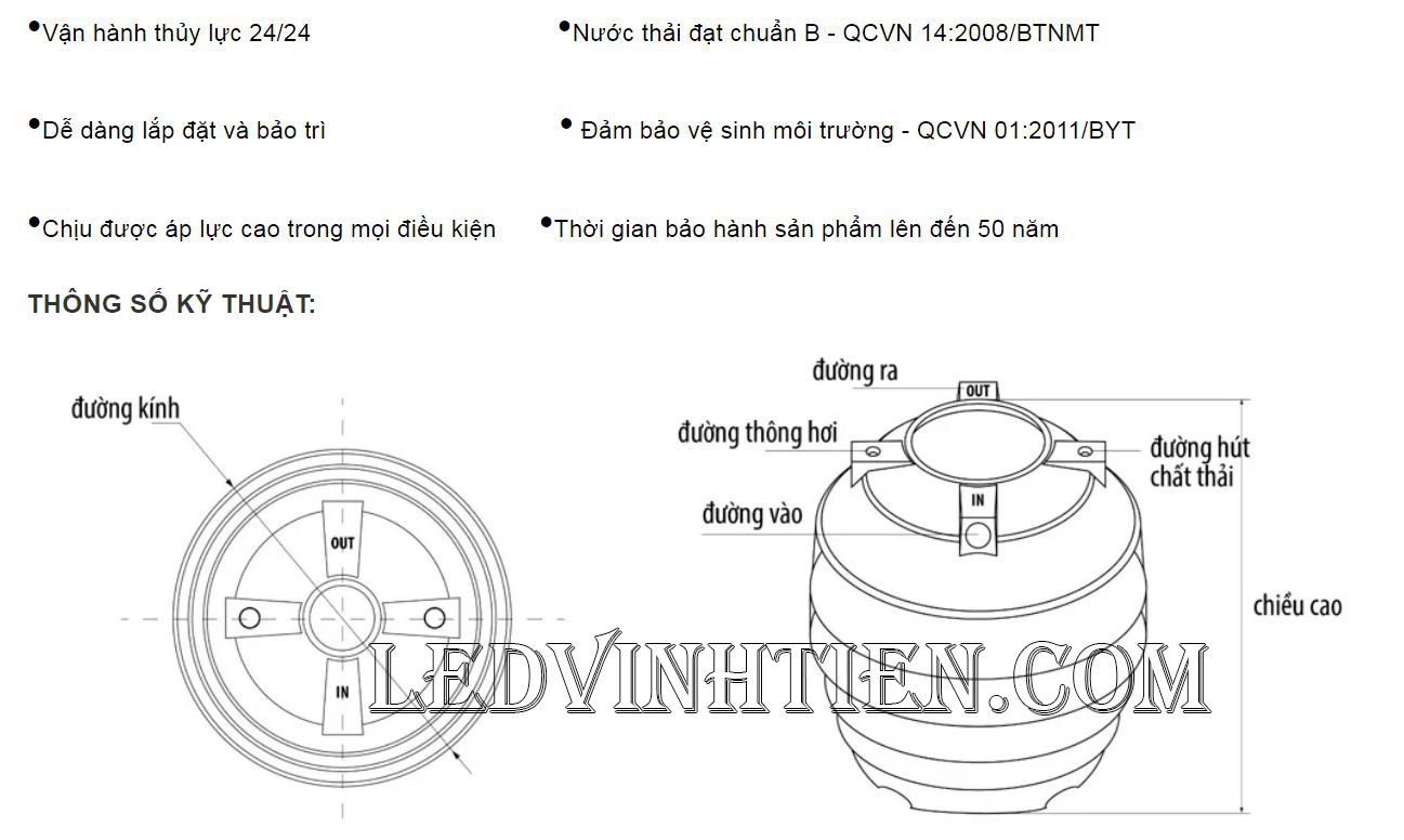 Bồn tự hoại Đại Thành 1500 lít loại tốt, giá rẻ, chiết khấu cao