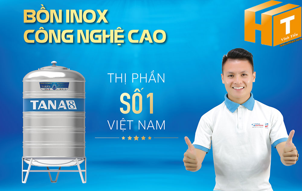 Bồn nước inox Tân Á - 5000N (Ø1400) ngang loại tốt, giá rẻ, chiết khấu cao, ledvinhtien.com