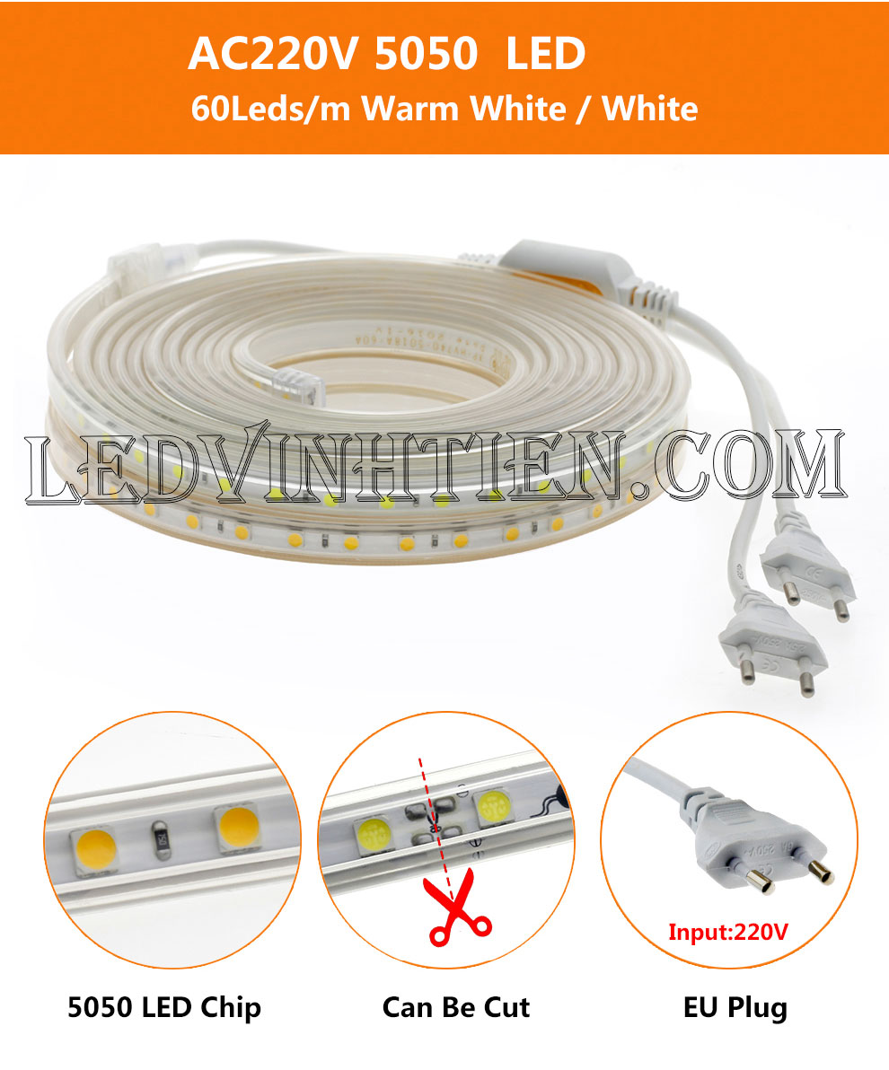 Dây nguồn led dây 220V đơn màu