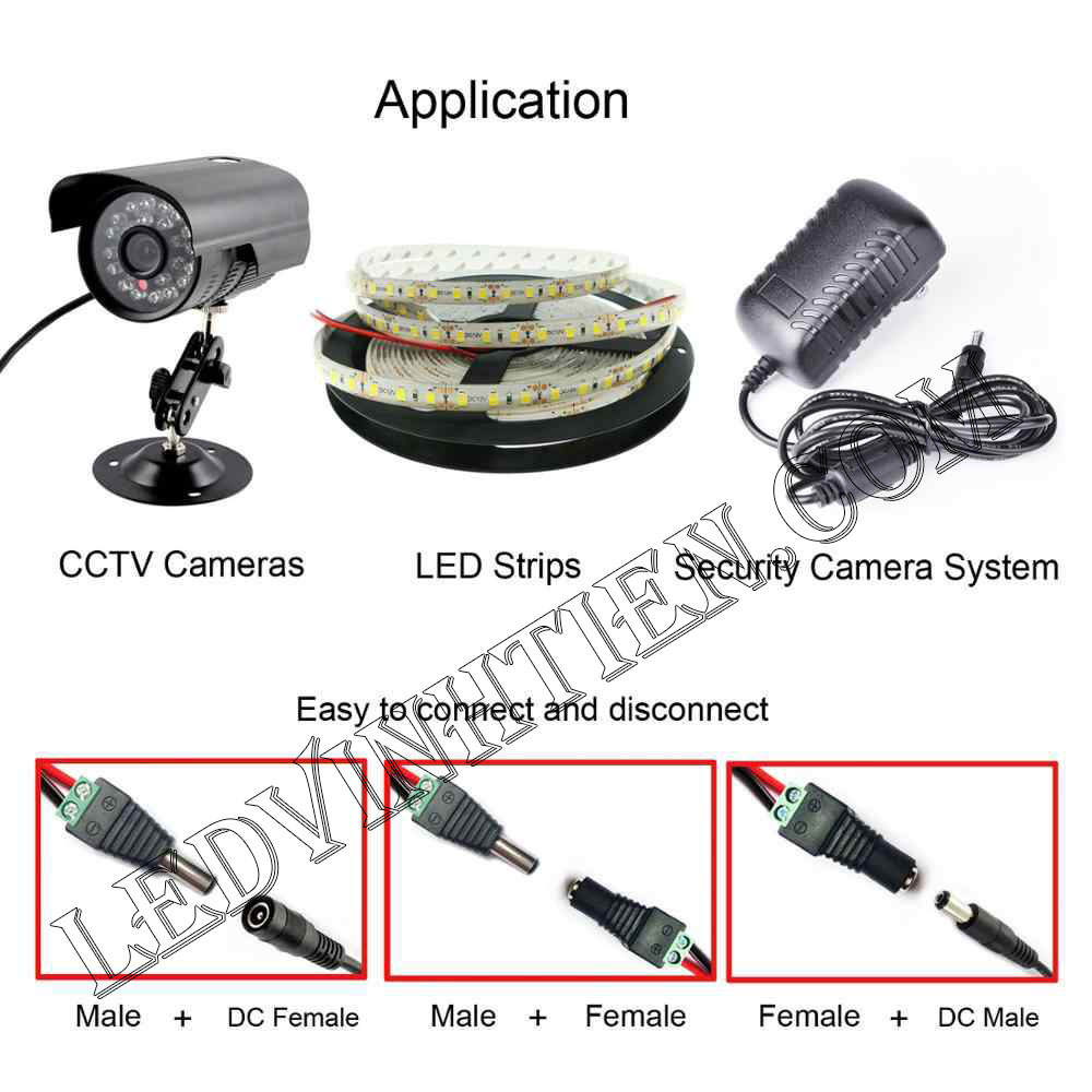 Jack cái đực DC x2.1, 2.5mm, giá rẻ, loại tốt dùng nối camera, đèn led, Ledvinhtien.com