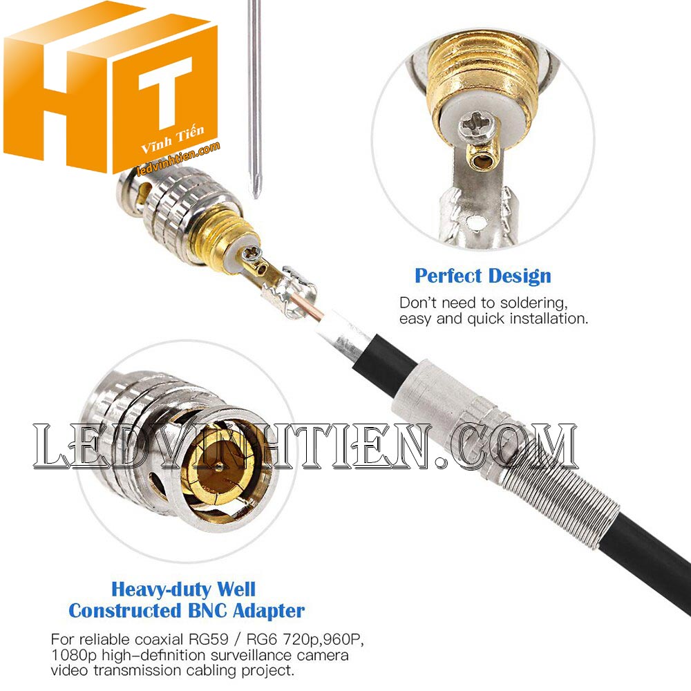 Jack BNC cho cáp Đồng Trục RG59