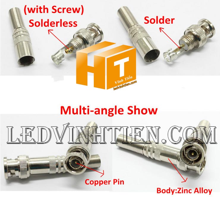 Jack BNC cho cáp Đồng Trục RG59