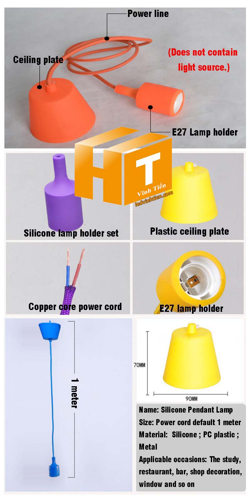 Dây đui E27 treo thả bóng đèn giá rẻ, loại tốt | ledvinhtien.com