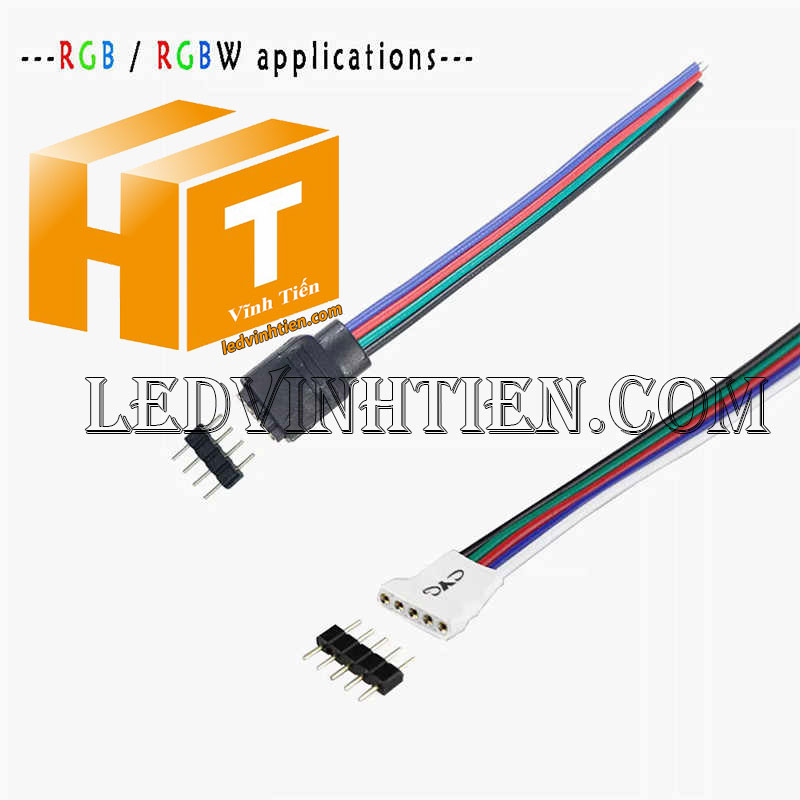 Dây led 4 kim dùng kết nối led dây RGB 5050, 5054, 3825 12V, 5V, 24V, Ledvinthien.com