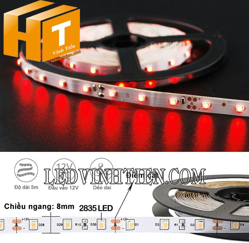 Led dây dán 2835 màu đỏ giá rẻ