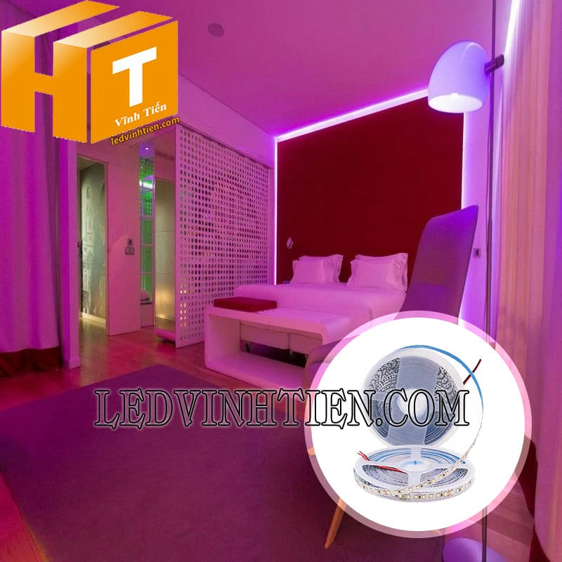 !Đèn led dây 2835 màu hồng dùng trang trí phòng ngủ