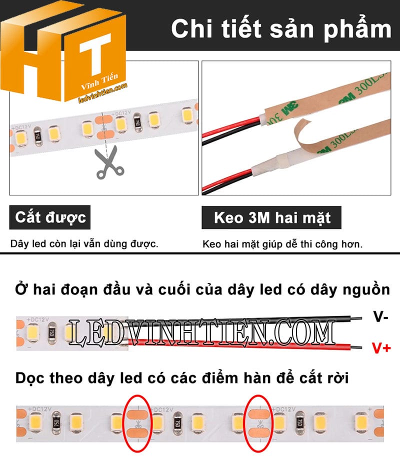 Đèn led dây 2835 12V cao cấp