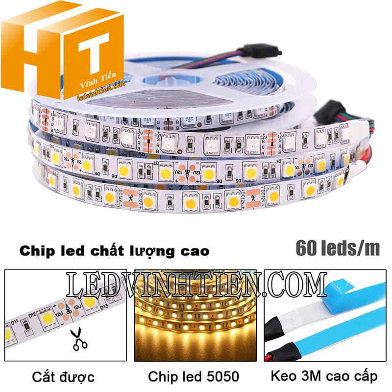 Dây đèn led 5050 màu vàng nắng cao cấp