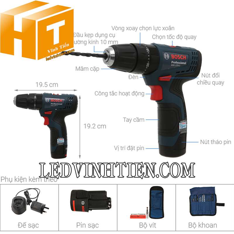 Khoan điện dùng pin Bosch giá rẻ tại Vĩnh Tiến