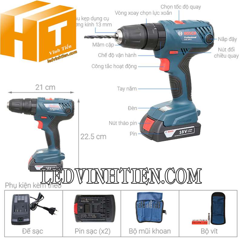 Khoan động lực pin Bosch giá rẻ tại Vĩnh Tiến