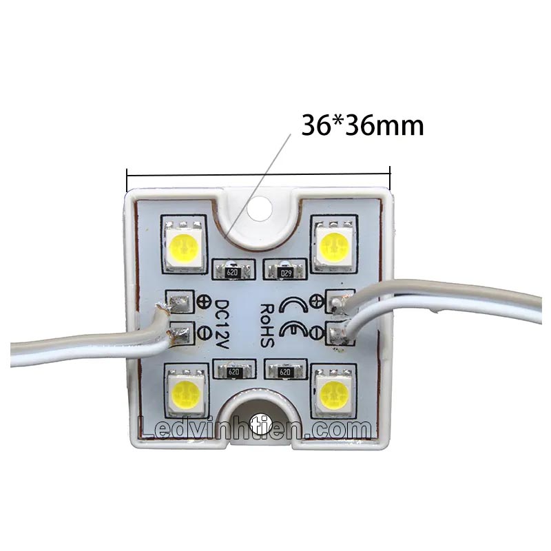 Led module 4 bóng 5050 đế nhựa màu vàng