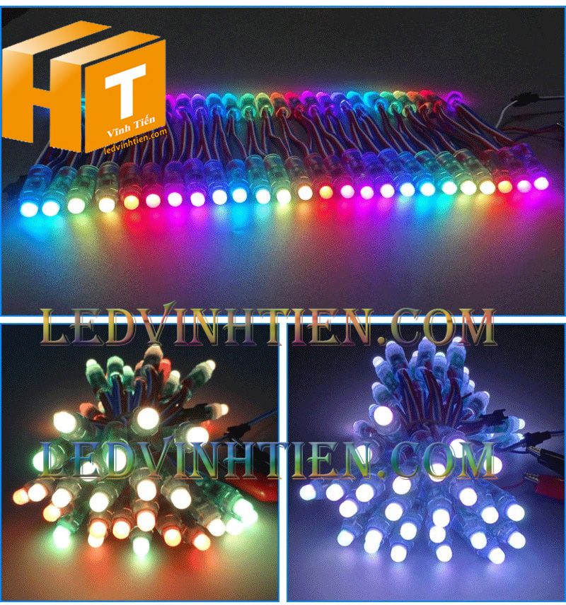 Led Đúc F8 RGB, 7 màu loại tốt, giá rẻ, siêu sáng, dây đồng, dùng hắt chử, logo quảng cáo, làm pháo hoa