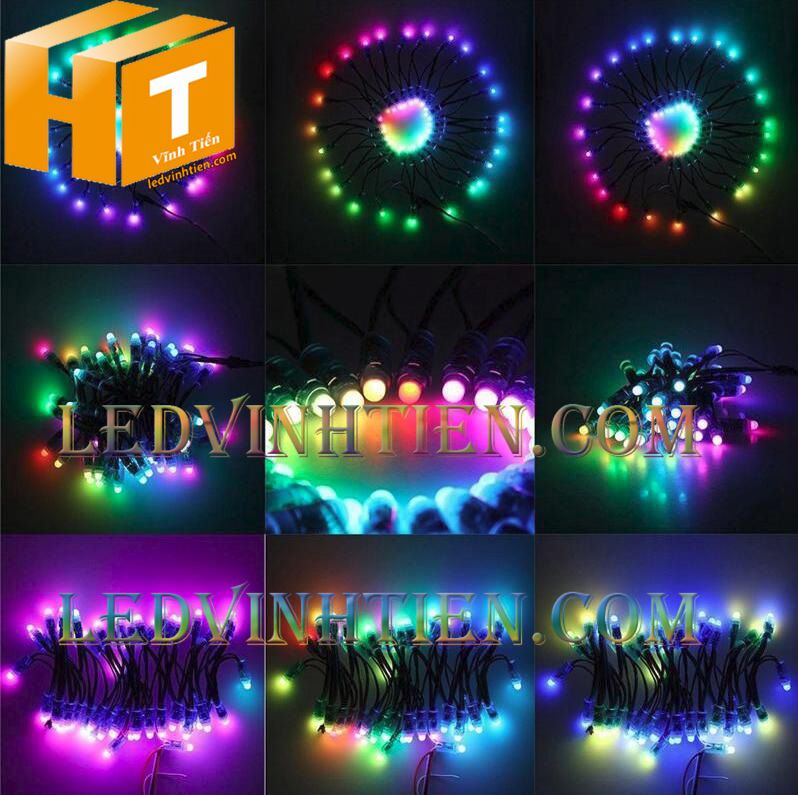 Led Đúc F8 RGB, 7 màu loại tốt, giá rẻ, siêu sáng, dây đồng, dùng hắt chử, logo quảng cáo, làm pháo hoa