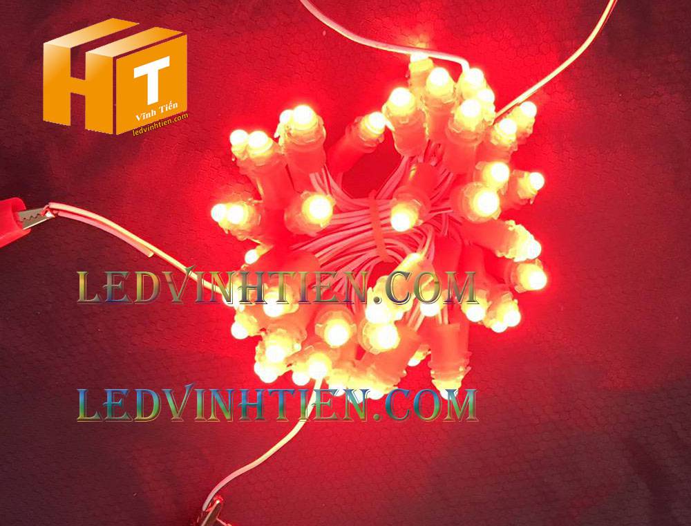 Bóng led đúc F5 đế 9mm 12V đầu đục màu đỏ, IP68, loại tốt, giá rẻ, quấn cây, chiếu sáng ngoài trời, IP68, ledvinhtien.com