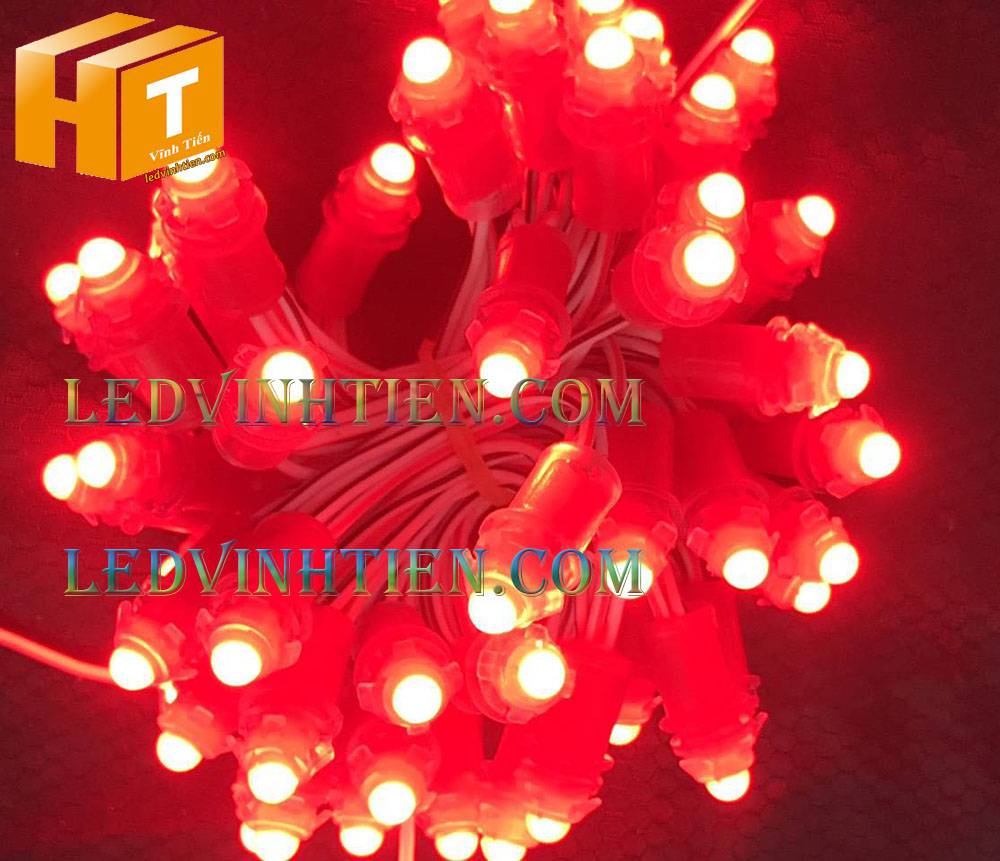 Bóng led đúc F5 đế 9mm 12V đầu đục màu hồng, IP68, loại tốt, giá rẻ, quấn cây, chiếu sáng ngoài trời, IP68, ledvinhtien.com