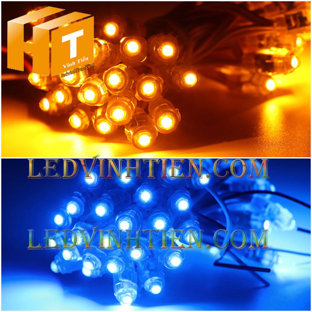 Bóng led đúc F5 đế 9mm 12V đầu trong màu vàng, IP68, loại tốt, giá rẻ, siêu sáng, chiếu sáng ngoài trời, IP68, ledvinhtien.com