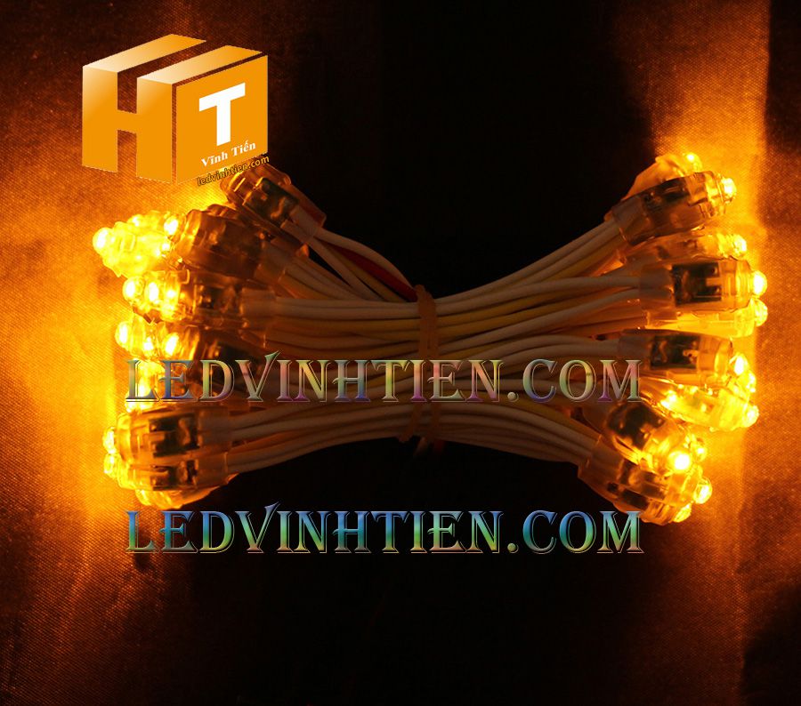 Bóng led đúc F5 đế 9mm 12V đầu trong màu vàng, IP68, loại tốt, giá rẻ, siêu sáng, chiếu sáng ngoài trời, IP68, ledvinhtien.com