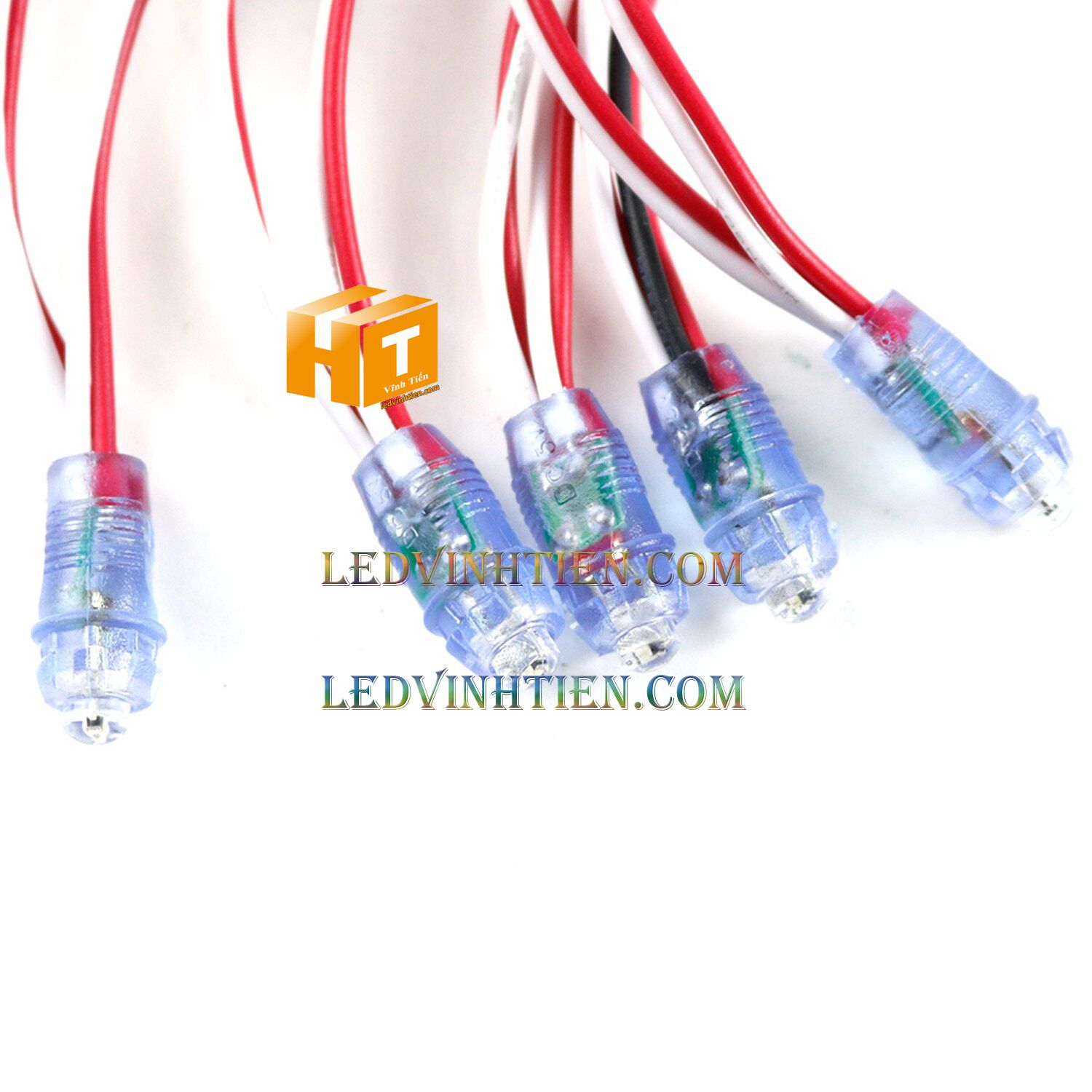 Bóng led đúc F5 đế 9mm 12V đầu trong màu hồng, IP68, loại tốt, giá rẻ, siêu sáng, chiếu sáng ngoài trời, IP68, ledvinhtien.com