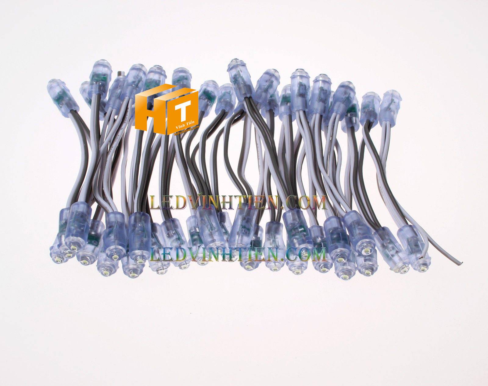 Bóng led đúc F5 đế 9mm 12V đầu trong màu hồng, IP68, loại tốt, giá rẻ, siêu sáng, chiếu sáng ngoài trời, IP68, ledvinhtien.com