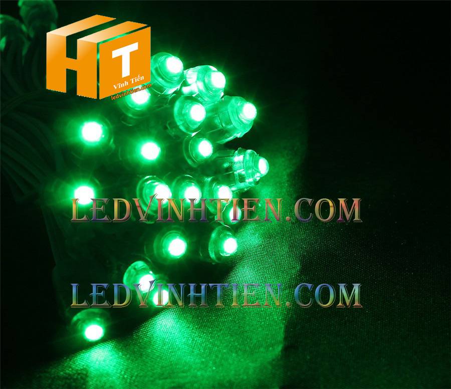 Bóng led đúc F5 đế 9mm 12V đầu trong màu xanh lá, IP68, loại tốt, giá rẻ, siêu sáng, chiếu sáng ngoài trời, IP68, ledvinhtien.com
