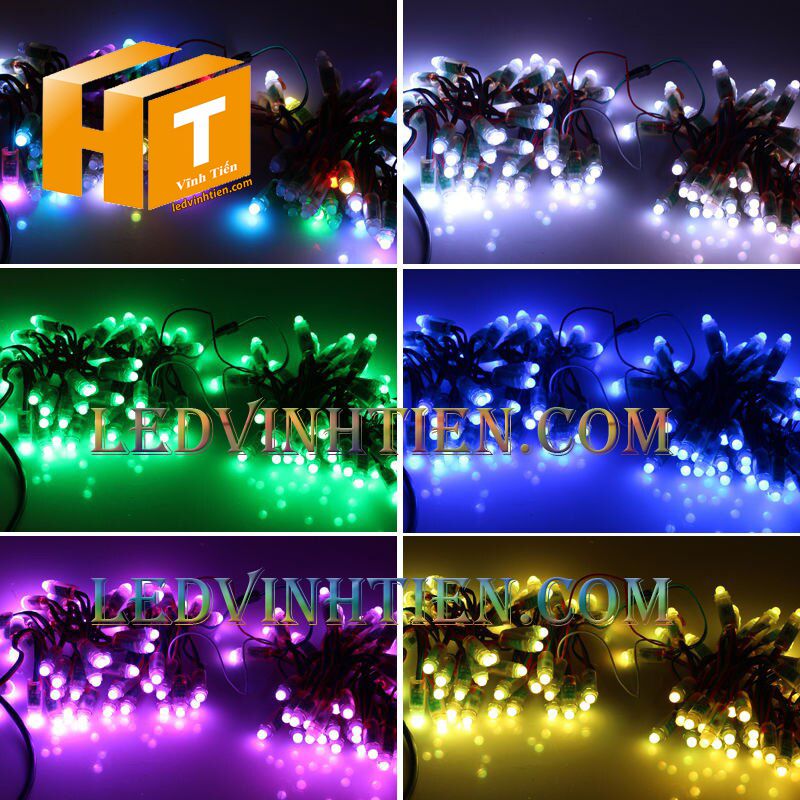 Bóng led đúc F5 đế 9mm 12V đầu trong màu xanh lá, IP68, loại tốt, giá rẻ, siêu sáng, chiếu sáng ngoài trời, IP68, ledvinhtien.com