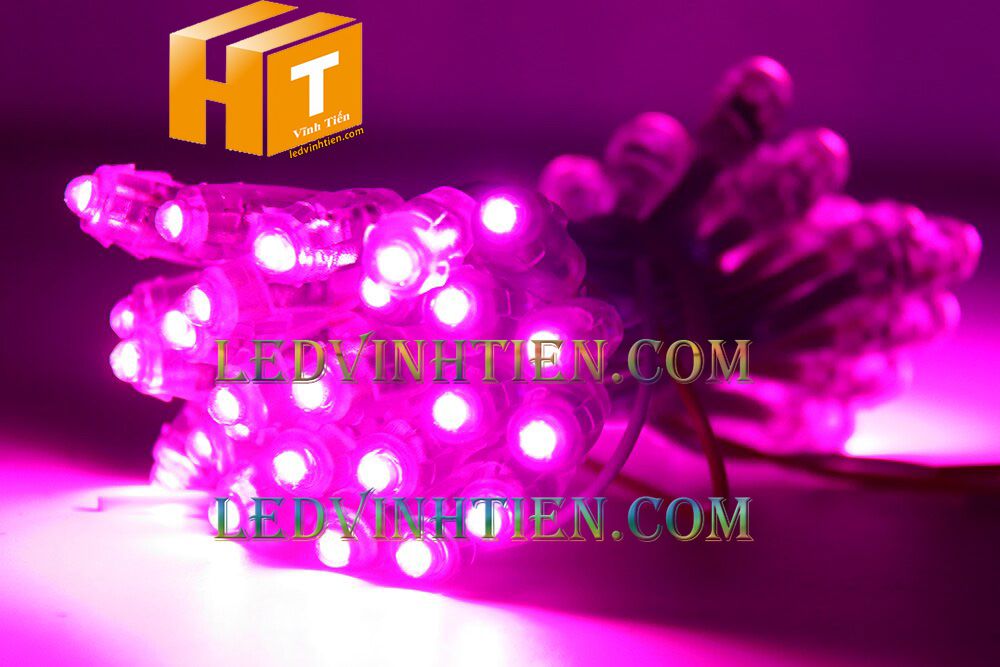 Bóng Led đúc f5 màu hồng, tím loại tốt, giá rẻ, siêu sáng, dây đồng, dùng hắt chử, logo quảng cáo