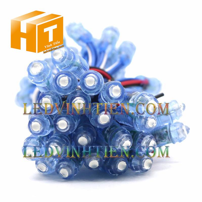 Led đúc F8 đế 12mm đầu trong DC12V màu trắng loại tốt, giá rẻ, siêu sáng, dây đồng, dùng hắt chử, logo quảng cáo