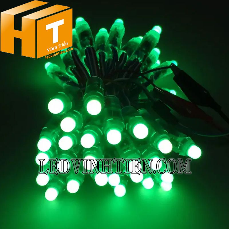 Bóng led đúc f7 đế 12mm đầu đục màu xanh lá