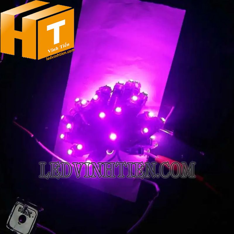 Bóng led đúc f7 đế 12mm đầu đục màu tím