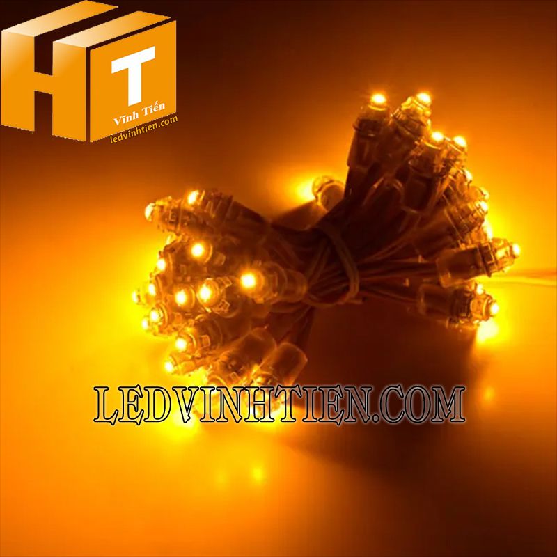 Bóng led đúc f7 đế 12mm đầu đục màu vàng đậm