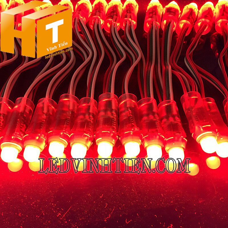 bóng led đúc f7 đế 12mm đầu trong màu đỏ