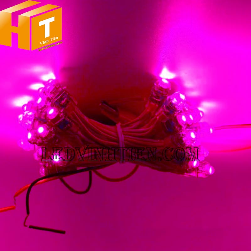 Đèn led đúc f7 12mm màu hồng siêu sáng