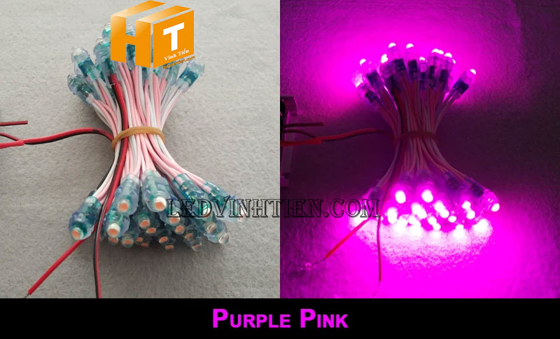Led đúc 5v chống nước màu hồng