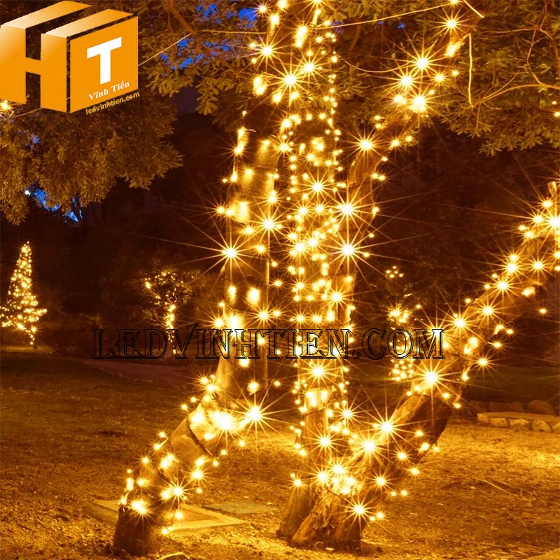 Dây đèn led đúc 5v màu vàng đậm thả cây ngoài trời