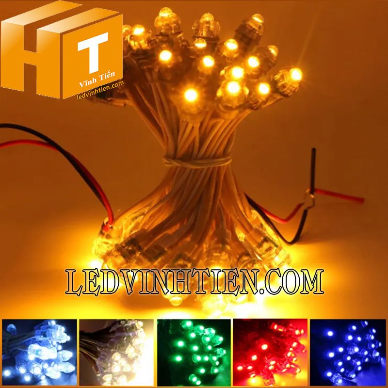 Bóng led đúc f7 đế 12mm màu vàng đậm