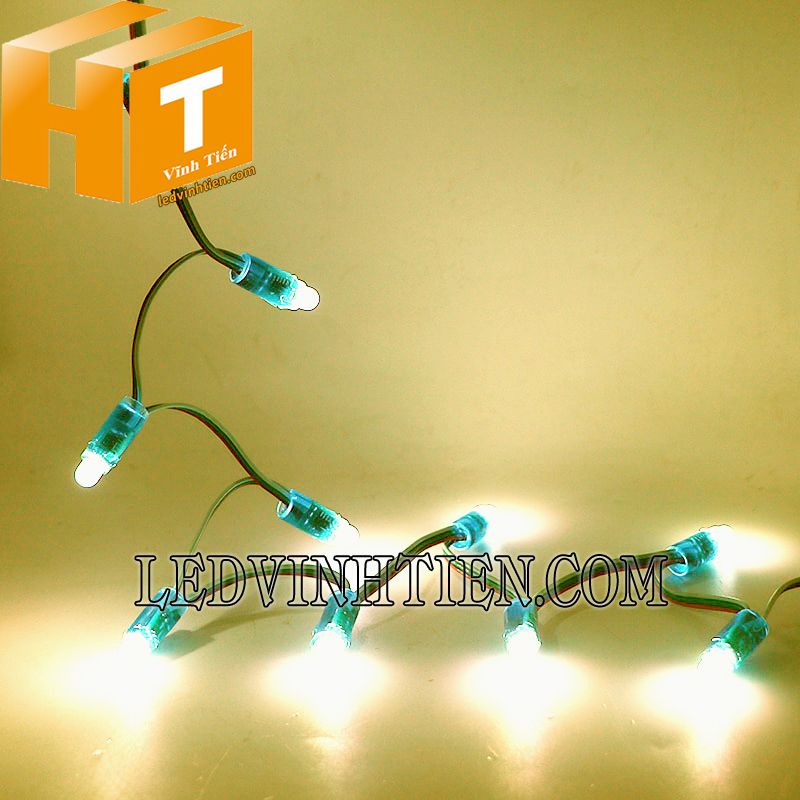 bóng led đúc f7 đế 12mm đầu trong màu vàng nắng