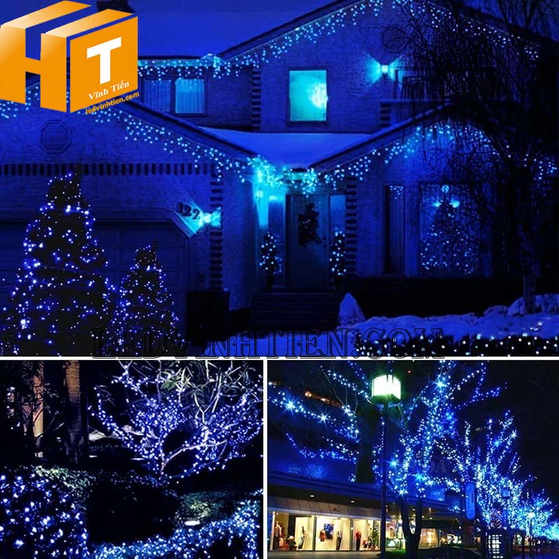 Đèn led quấn cây ngoài trời màu xanh dương