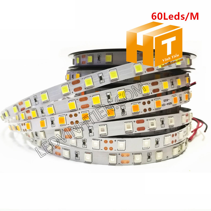 led dây không keo, LED DÂY DÁN chip SMD 5054 ánh sáng trắng siêu sáng là loại led dây dán cuộn dài 5m, chạy điện 12V, ledvinhtien.com