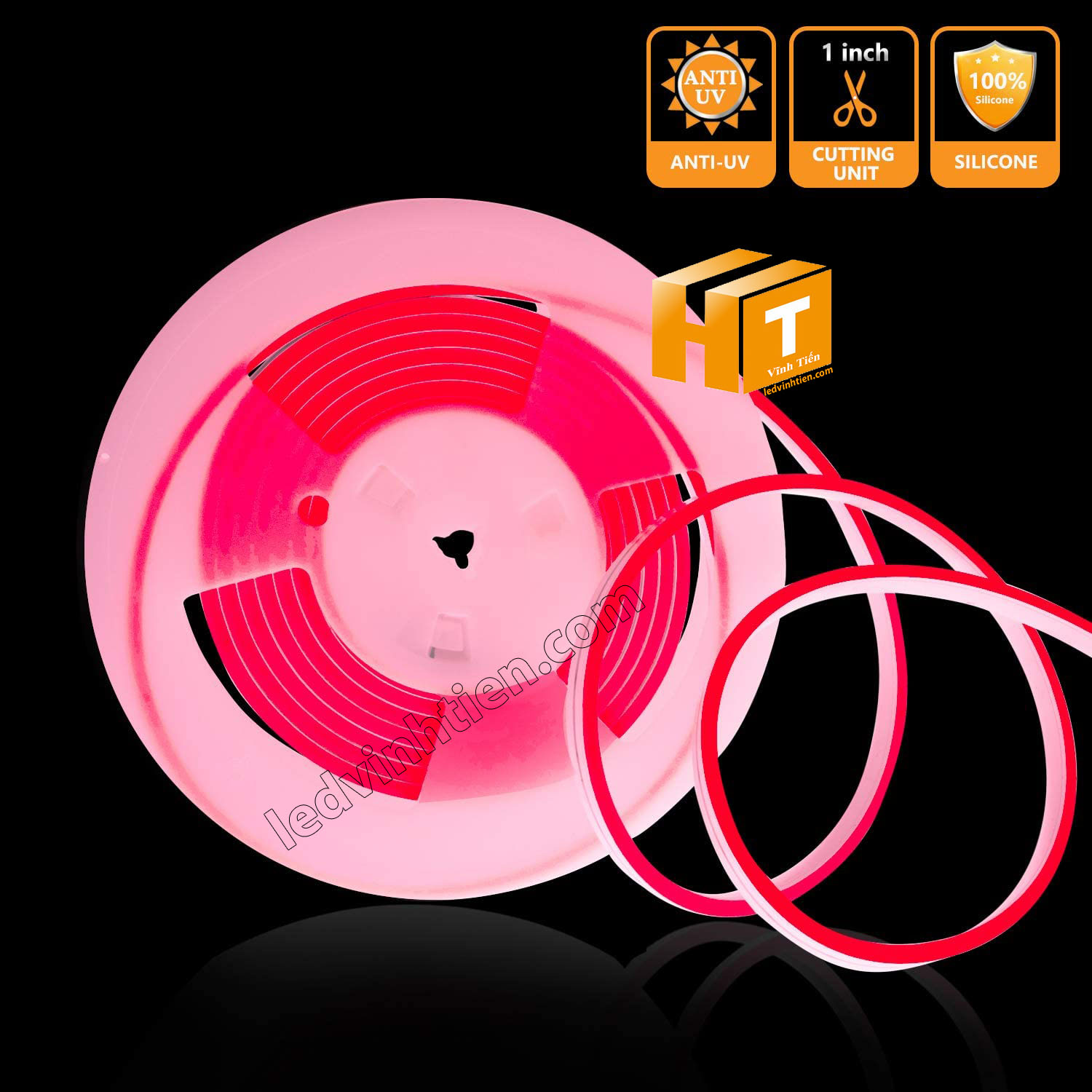 Dây đèn LED Neon viền mềm, đa năng, 12v, Đèn led ống Flex 12V chiều dài 5m, 50m, ánh sáng màu đỏ, Đèn led dây Flex Neon 12V uốn chữ cao cấp chất lượng giá tốt, Dùng chiếu sáng linh hoạt cho Gia Đình, Cửa Hàng, Quán Bar, KTV, Câu Lạc Bộ, Nhà Hàng, Siêu Thị, tủ kệ trưng bày, tủ quần áo, chử, biển hiệu, chạy viền chữ, Logo, Hộp Đèn, dùng chiếu sáng ngoài trời, sản phẩm loại tốt, giá rẻ, chất lượng, tiết kiệm điện, chính hãng ledvinhtien.com